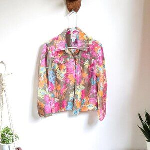 BRIGHT and CHEERFUL shirt jacket w/adjustable sleeves colourblast Sz 8 - 10